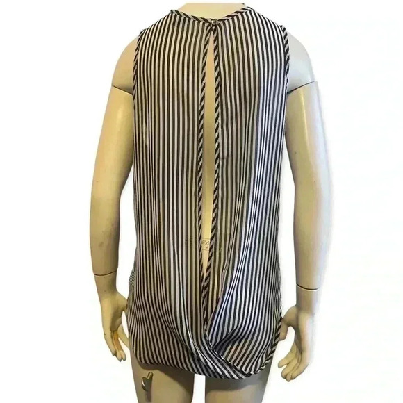 GUESS sleeveless striped infinity open back tank top black and white medium - Picture 2 of 12
